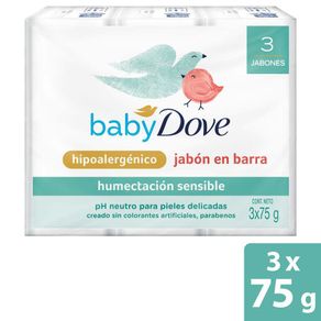 Jabón DOVE BABY Humectación Sensible Barra x3und (225  gr)