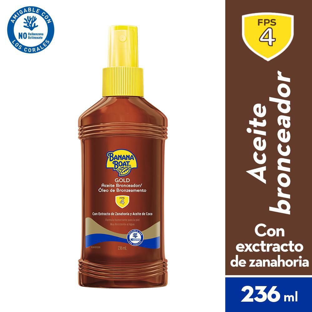 Bronceador BANANA BOAT extracto zanahoria y aceite de coco (236  ml)