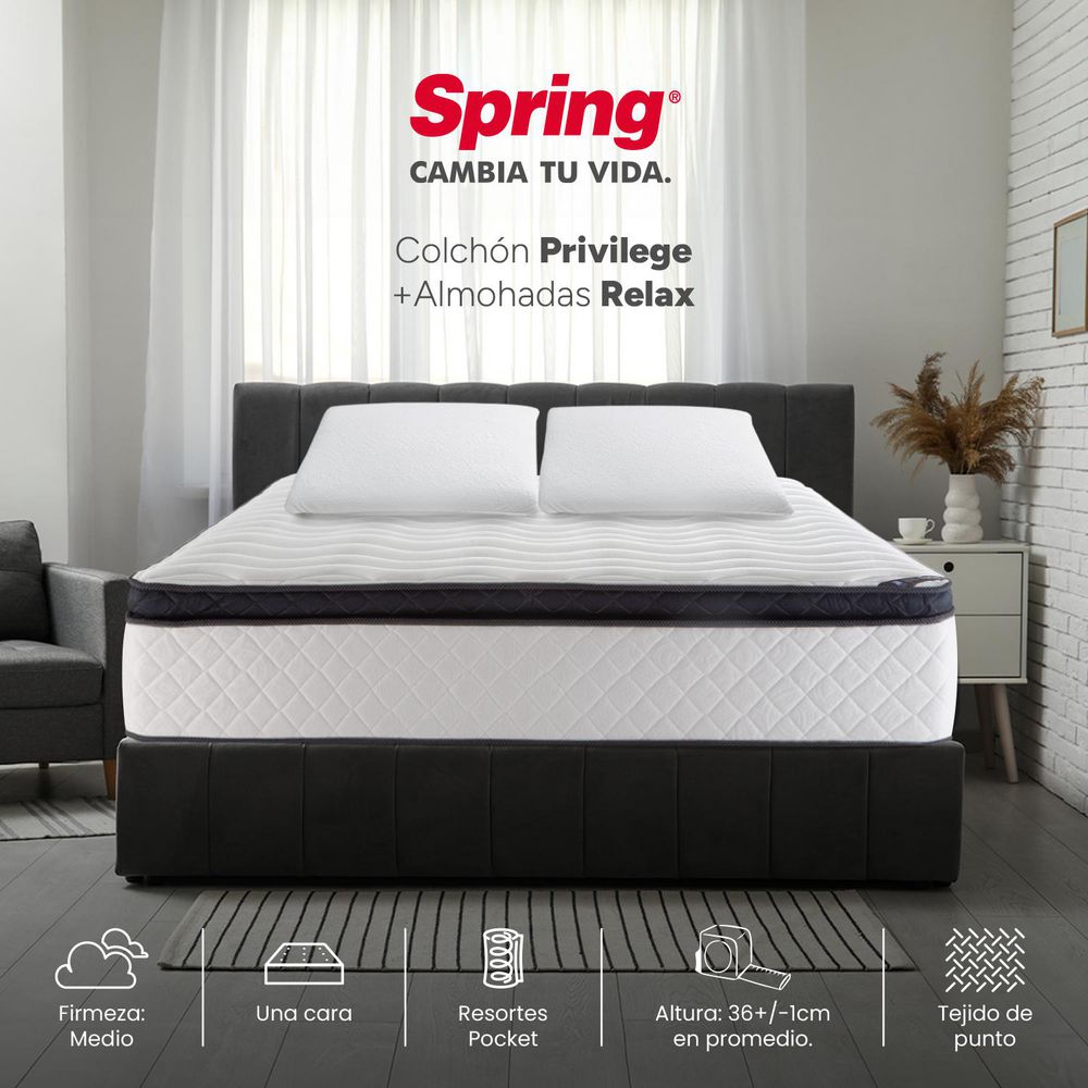 Colchon SPRING Doble (140 x 190 cm) PRIVILEGE Pocket Firme img #1