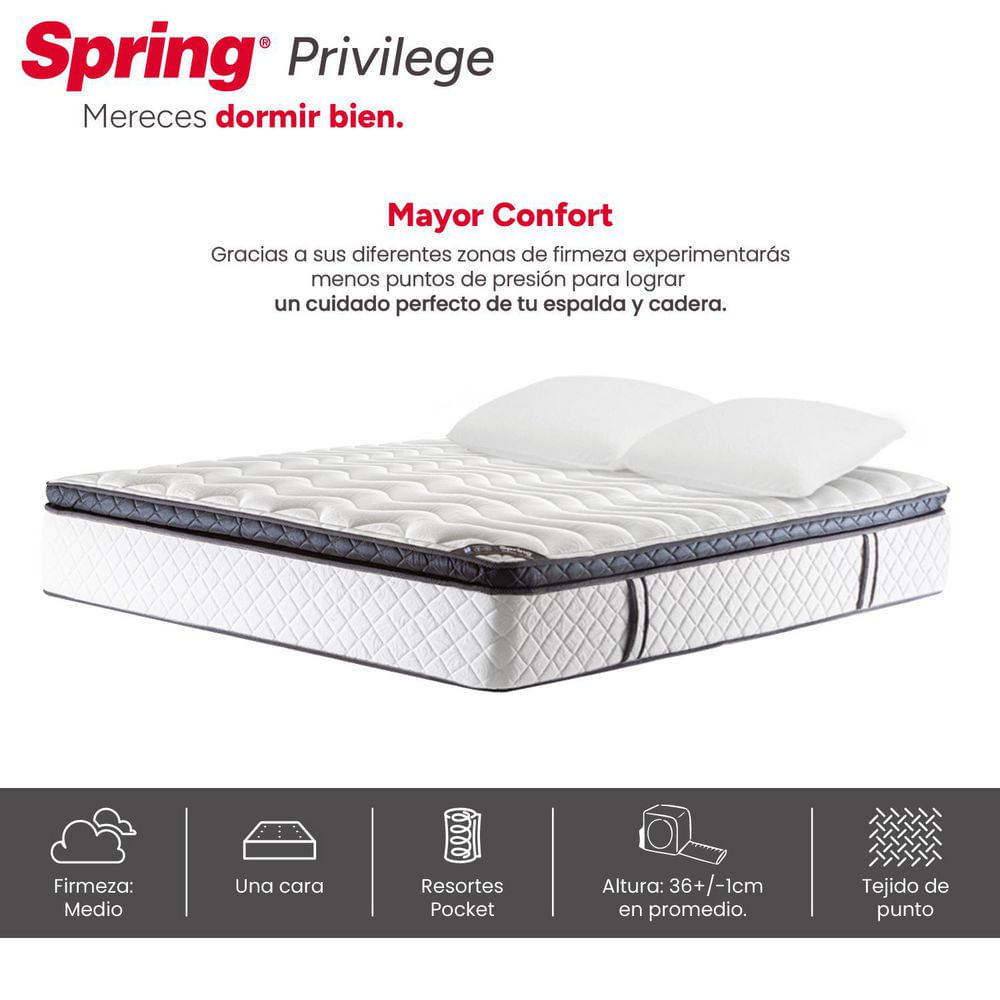 Colchon SPRING Doble (140 x 190 cm) PRIVILEGE Pocket Firme img #5