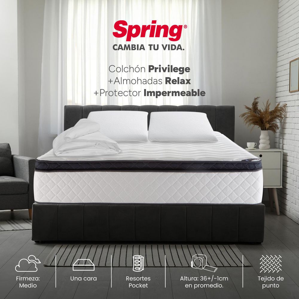 Colchon SPRING Doble (140 x 190 cm) PRIVILEGE Pocket Firme img #1