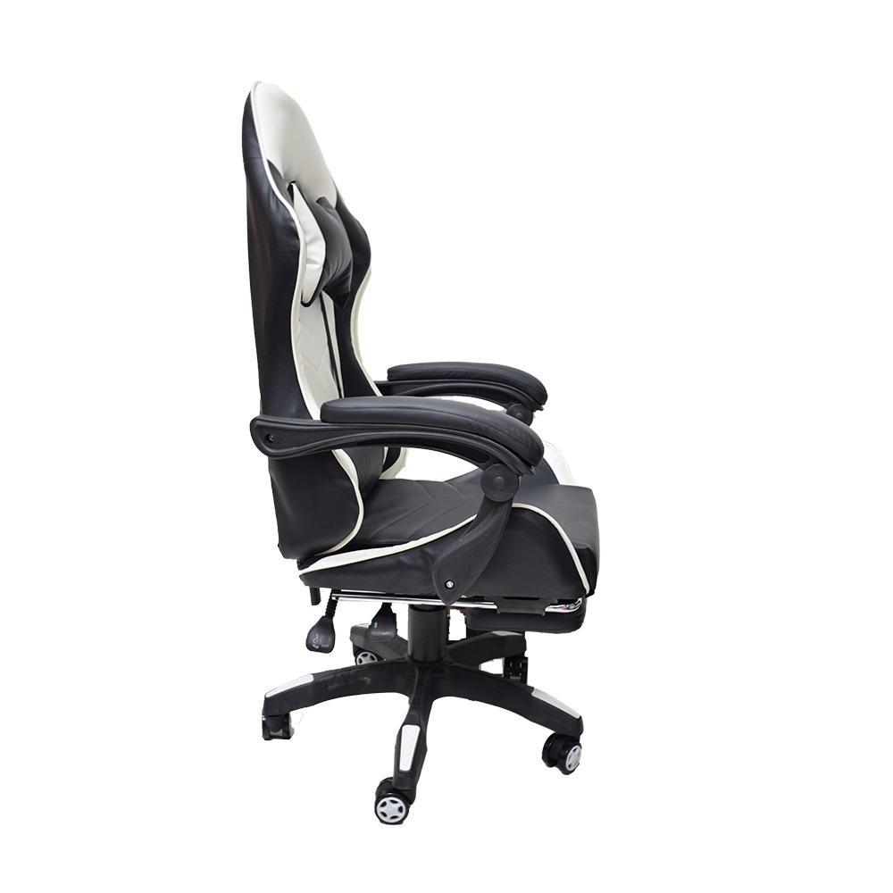 Silla Gamer Racer Cojines Ergonómica Giratoria Bla Neg img #2