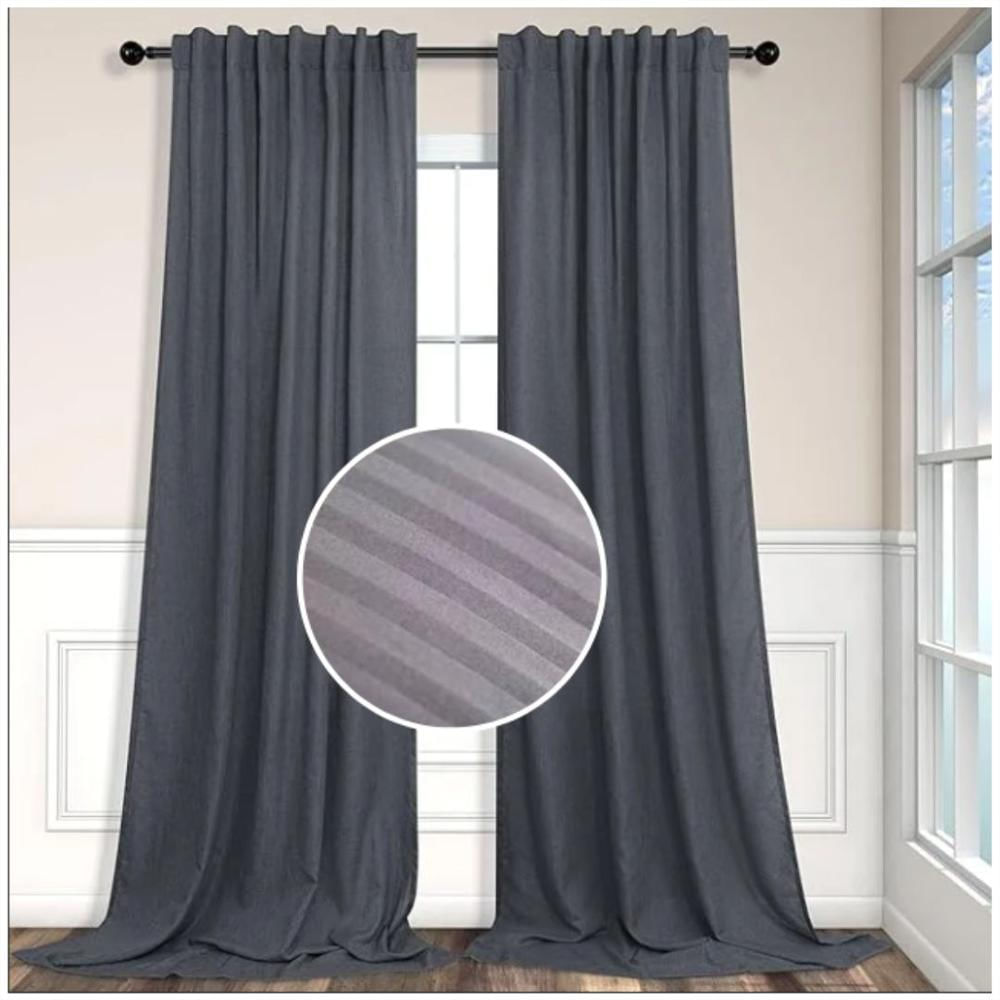 Cortina Moderna Gris Líneas 2 Paños Para Sala , Comedor, Habitación