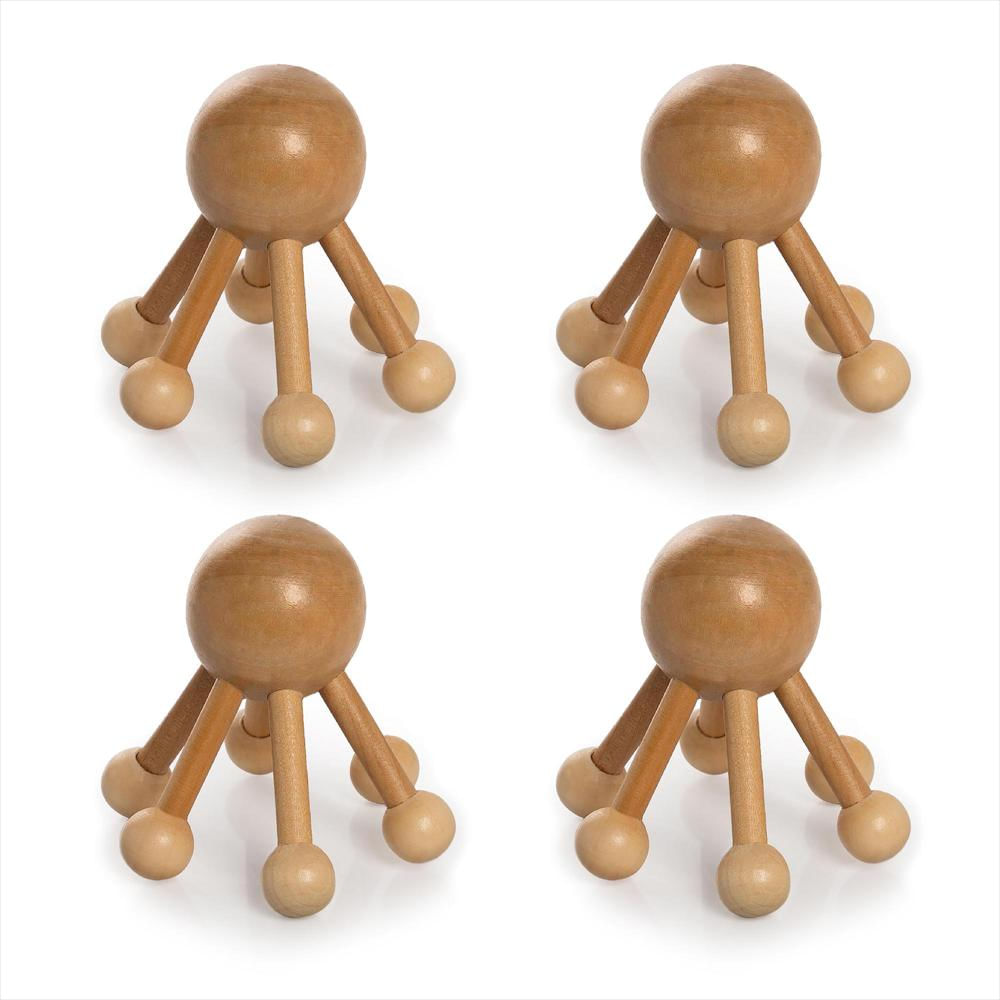Kit X 4: Masajeador Madera Forma De Pulpo Para Maderoterapia img #1