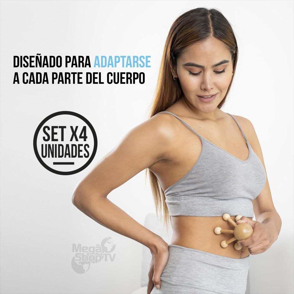 Kit X 4: Masajeador Madera Forma De Pulpo Para Maderoterapia img #2