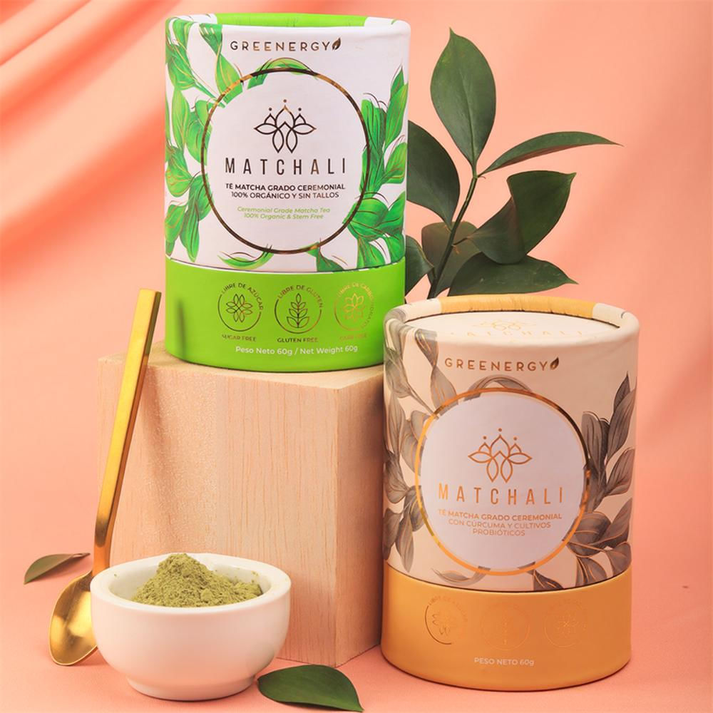 Kit Matchali X2 Té Matcha Grado Ceremonial 100% Orgánico Y Sin Tallos + Té Matcha Con Cúrcuma Y Cultivos Probióticos img #2