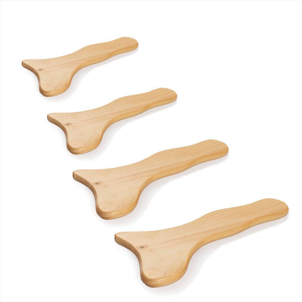 Kit X 4: Tabla Gua Sha Para Maderoterapia, Masajeador Madera