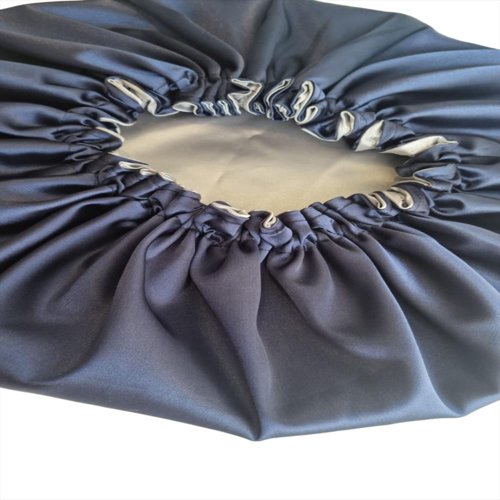 Gorro De Satín Antifrizz Cabello Liso Azul Oscuro / Plata img #2