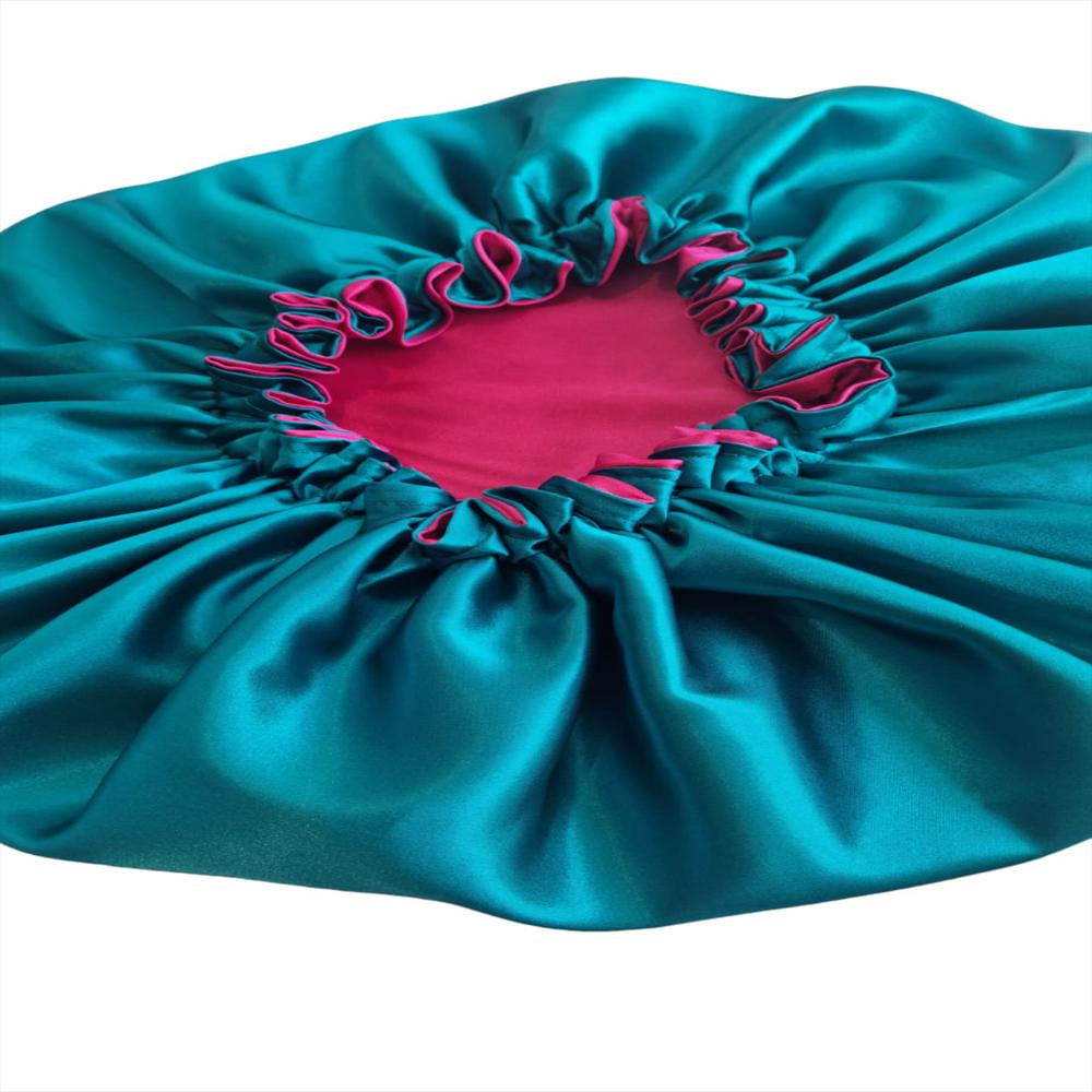 Gorro De Satín Antifrizz Cabello Liso Verde Jade / Fucsia img #3