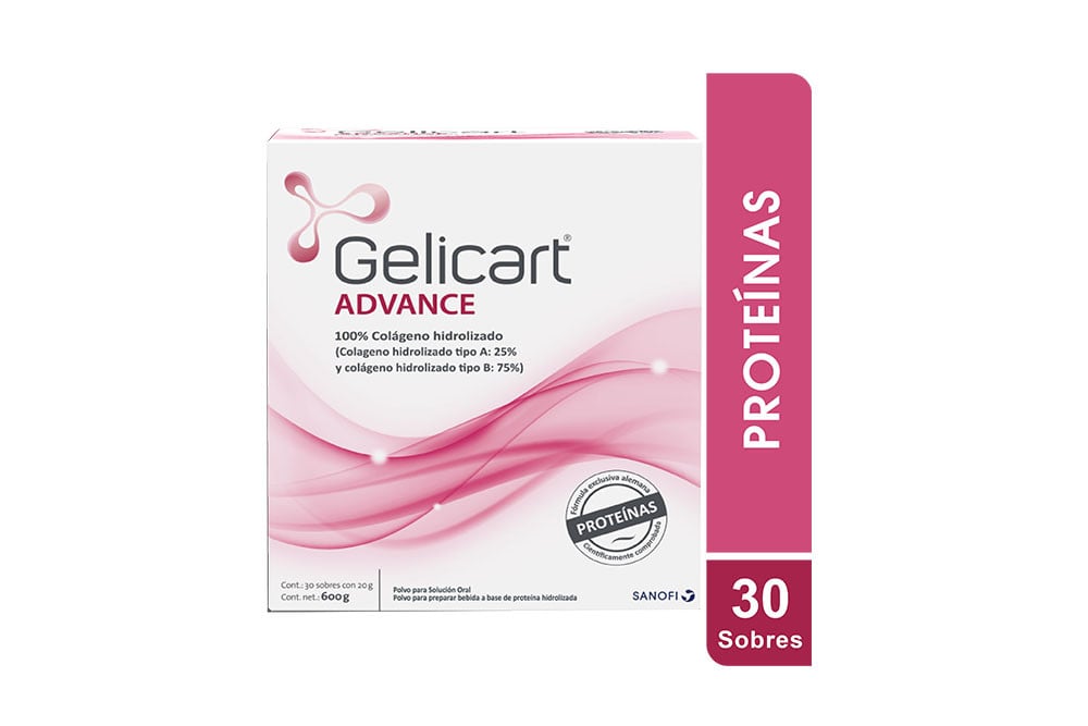 Gelicart Advance Colageno Hidro A B Caj 30 Sob 20 G