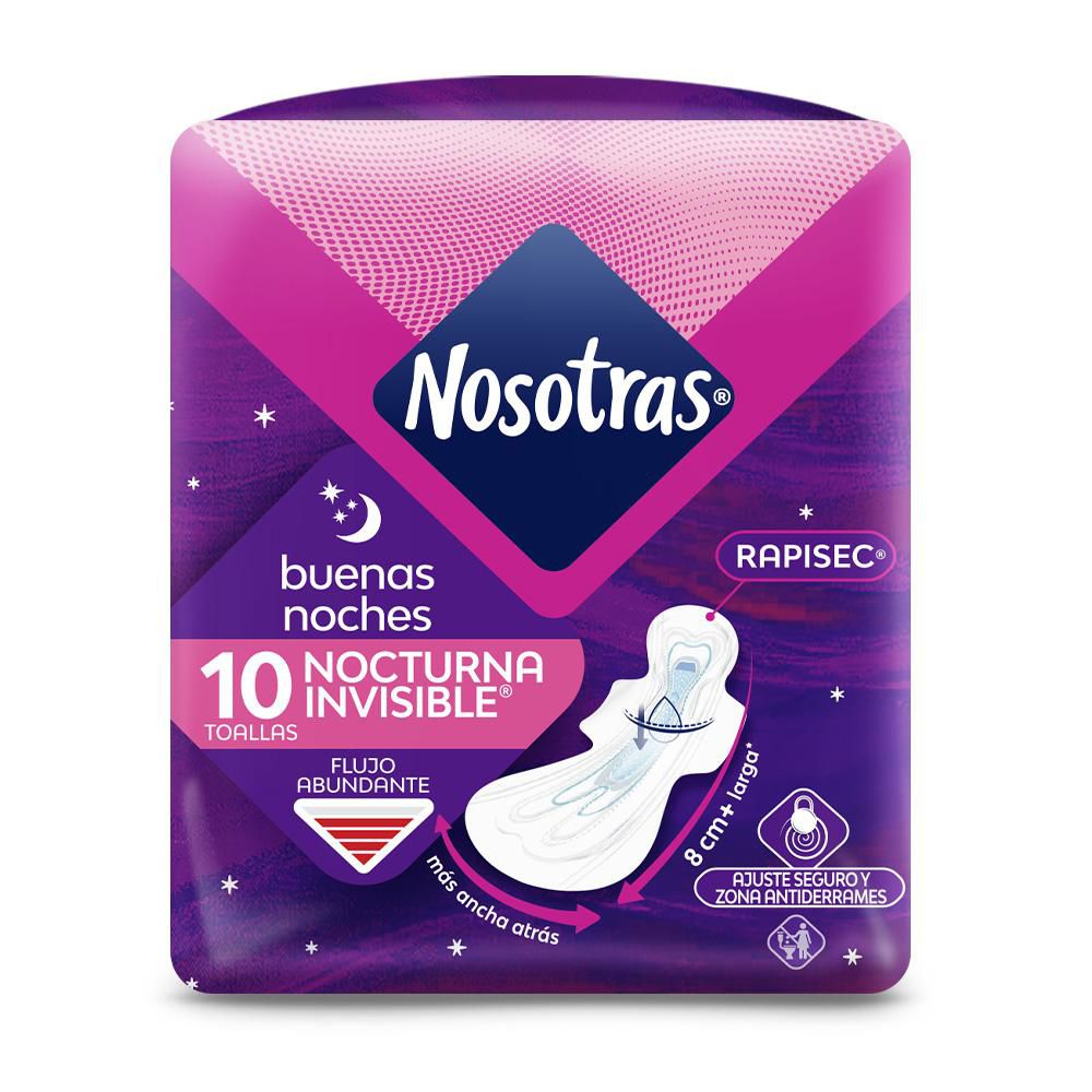 Toallas higiénicas NOSOTRAS buenas noches invisible rapisec (10  und)