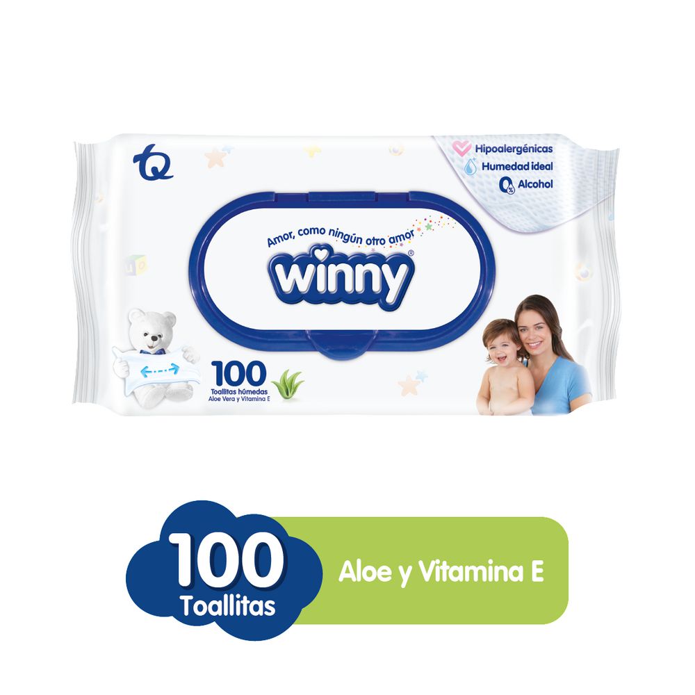Toallitas húmedas WINNY aloe y vitamina E (100  und)