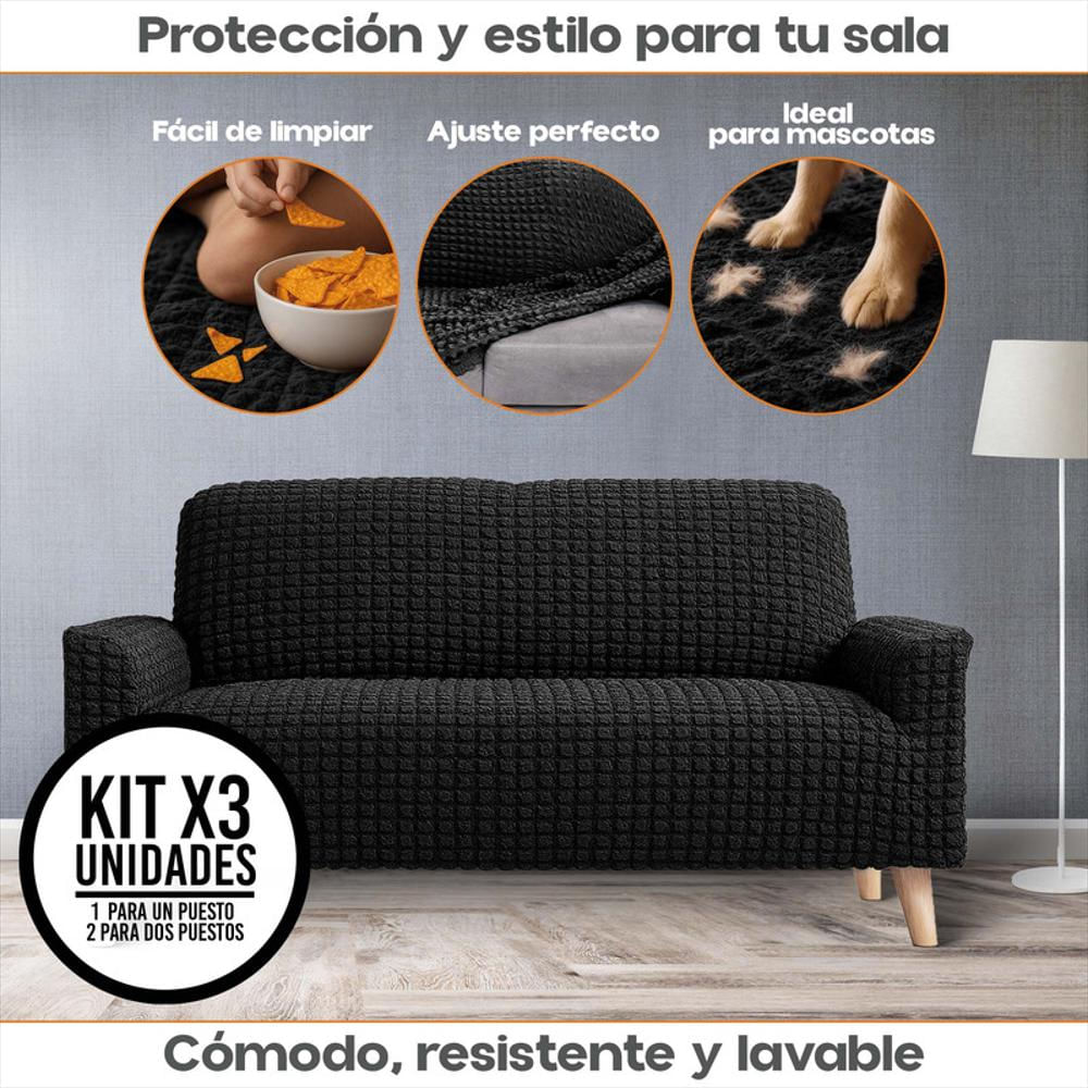 Combo X3 Fundas Elásticas Sofá: 1 Un Puesto + 2 Dos Puestos img #2