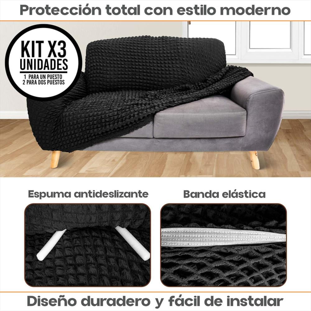 Combo X3 Fundas Elásticas Sofá: 1 Un Puesto + 2 Dos Puestos img #3