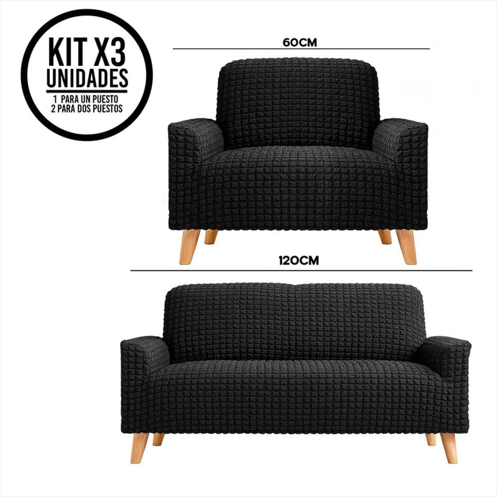 Combo X3 Fundas Elásticas Sofá: 1 Un Puesto + 2 Dos Puestos img #5