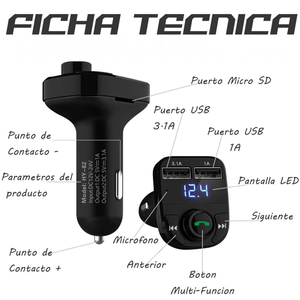 Transmisor Fm Para Carro Bluetooth X8 Modulador Fm Usb Carga img #4