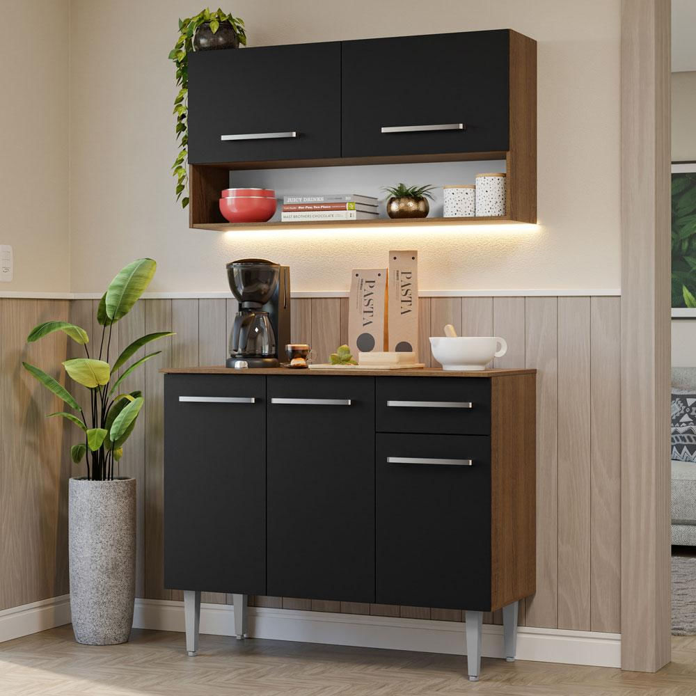 Cocina Integral Compacta Emilly 1.05 M Marrón Negro 03