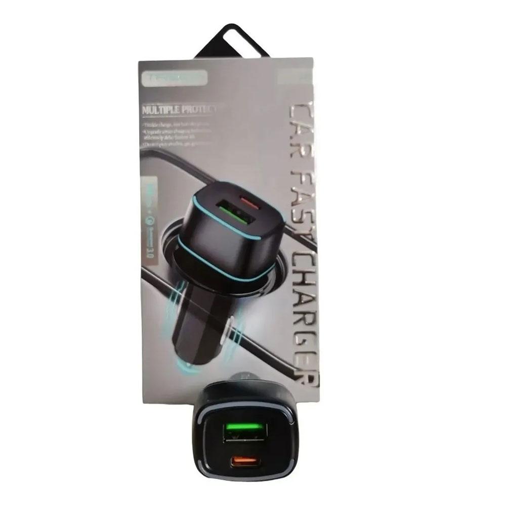 Cargador Carro Usb 3.0 Usb C 3.1A Adaptador Cigarrera Cs 320