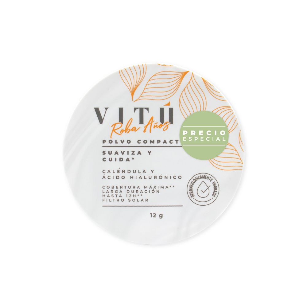 Polvo compacto VITU caléndula ácido hialurónico tono 1 (12  gr)