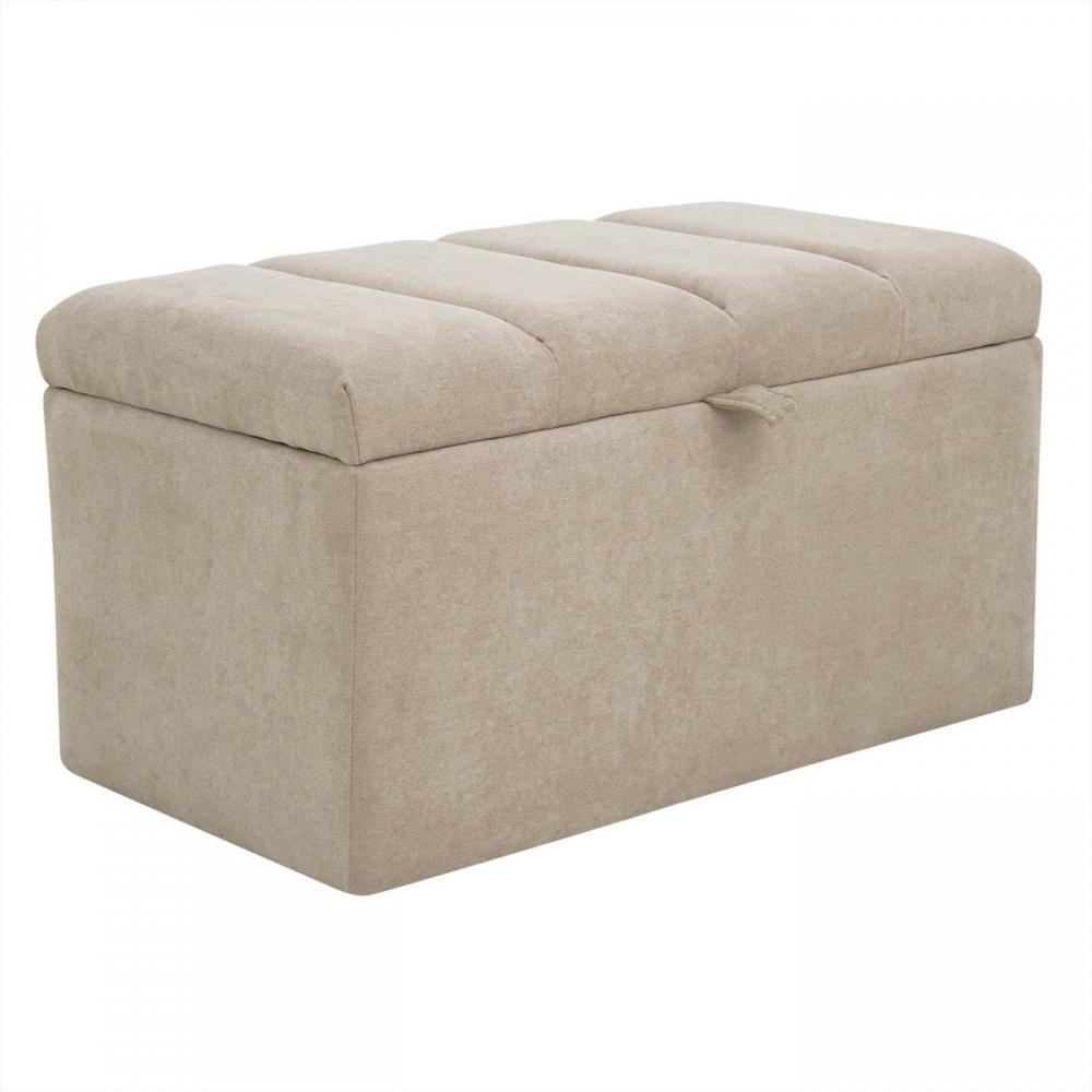 Puff Baul 80X40 Con Paneles Beige