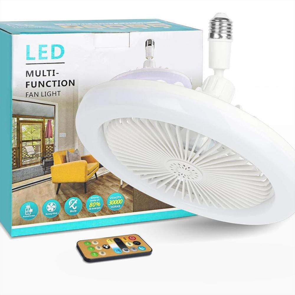 Ventilador De Techo Regulable Con Luz, Lámpara Led E27 De 36