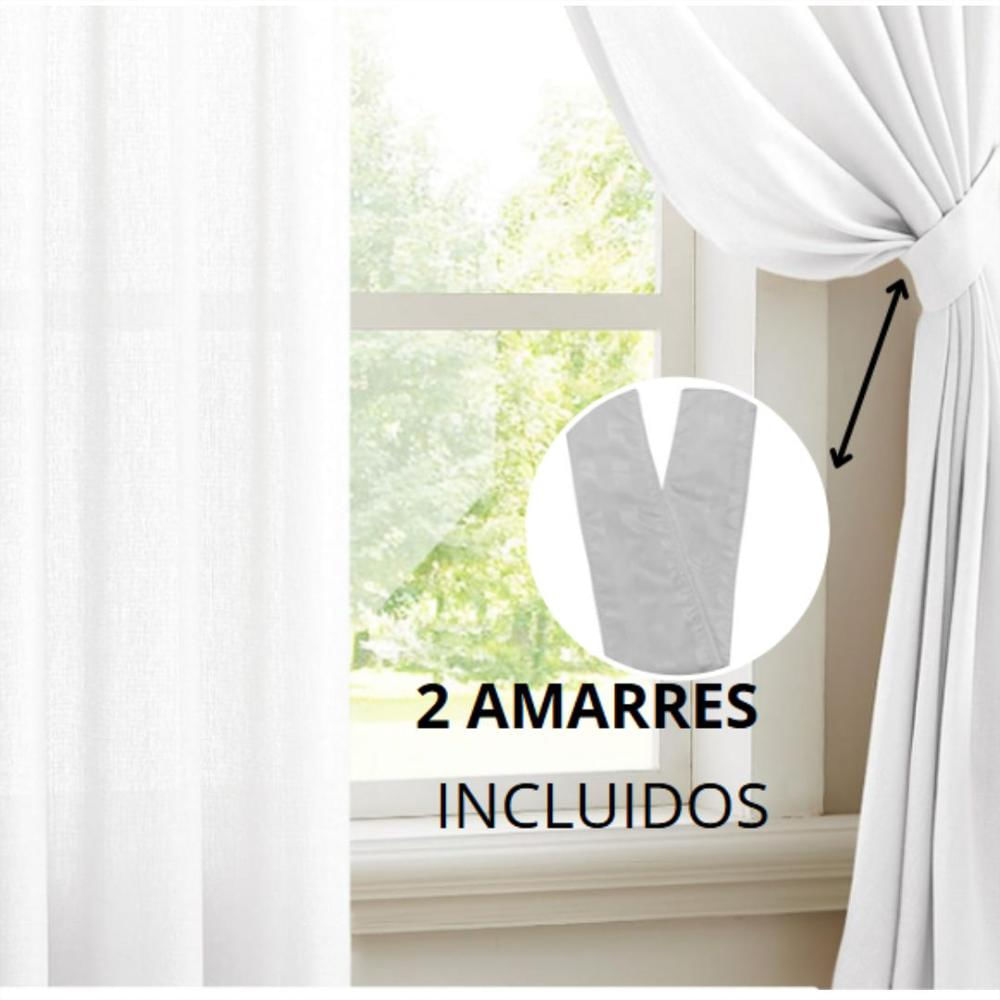 Cortina Moderna Blanco Líneas 2 Paños Para Sala , Comedor, Habitación