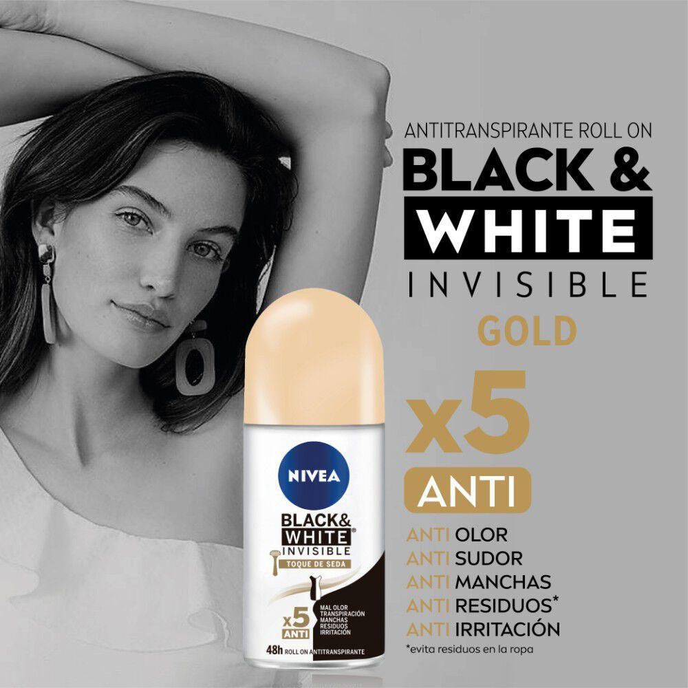 Desodorante NIVEA black & white mujer roll on  (50  ml) img #4