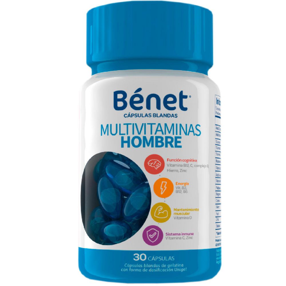 Cápsulas BENET unigel multivitaminas hombre (30  und) img #2