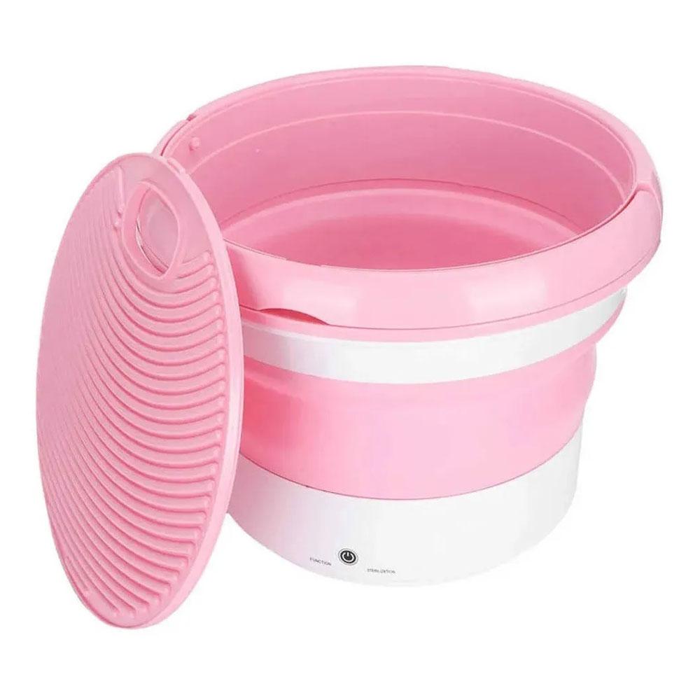 Mini Lavadora Portatil Pequeña Plegable Lavadora Rosa img #2