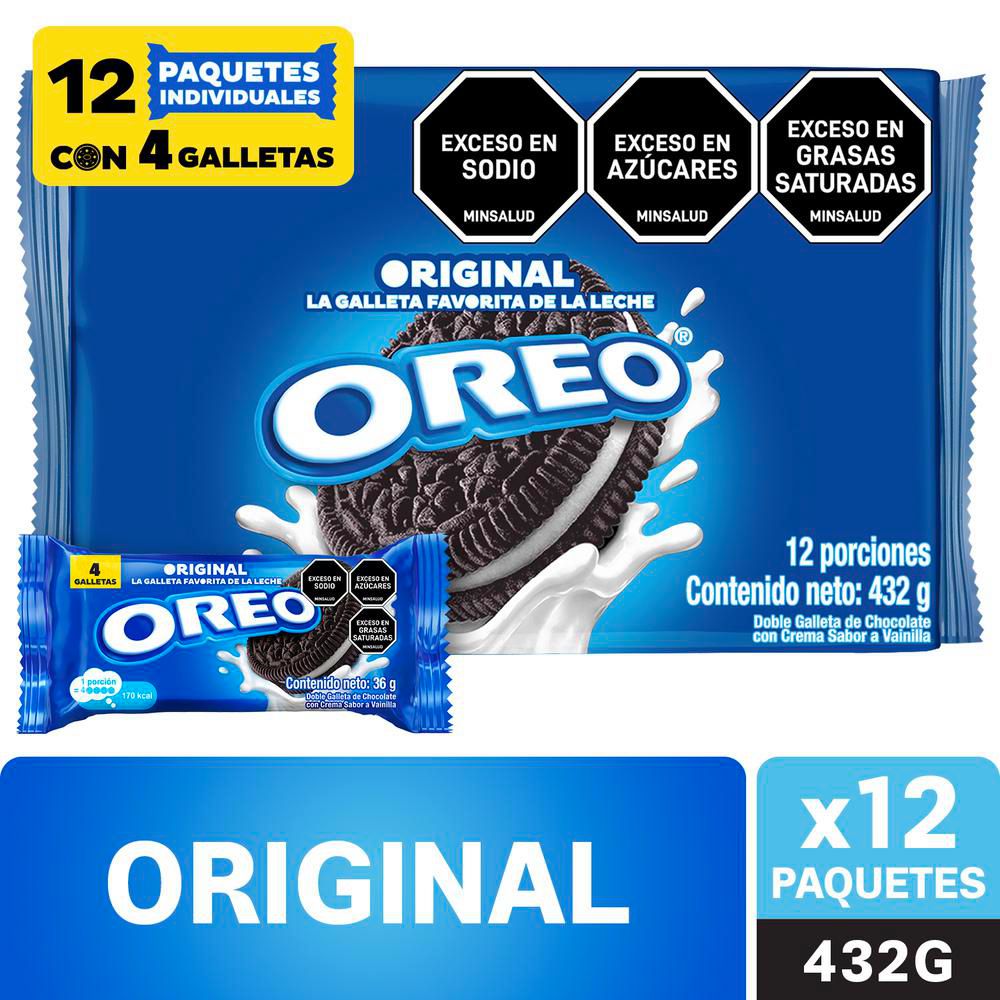Galletas OREO original x12und (432  gr)