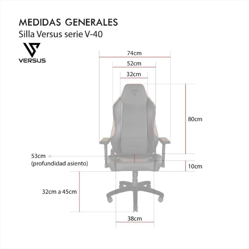 Silla Gamer Versus V40 Negro Tela img #5