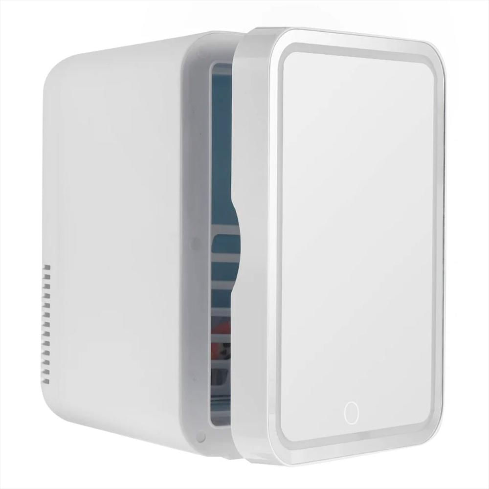 Mini Nevera Portatil Maquillaje 6L Espejo Luz Tactil Compacto Blanco