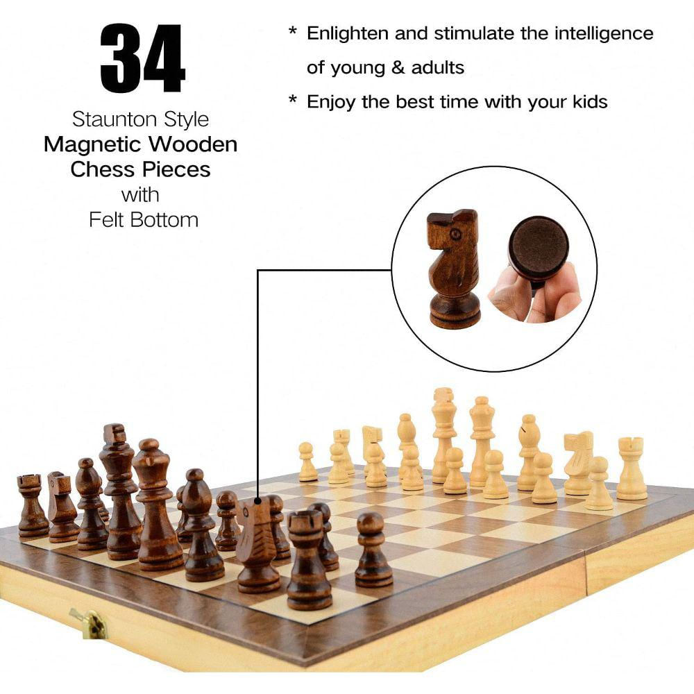 Juego De Ajedrez De Viaje Leap De Madera Magnética img #2