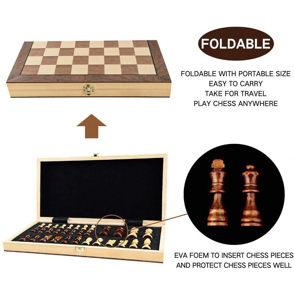 Juego De Ajedrez De Viaje Leap De Madera Magnética img #4