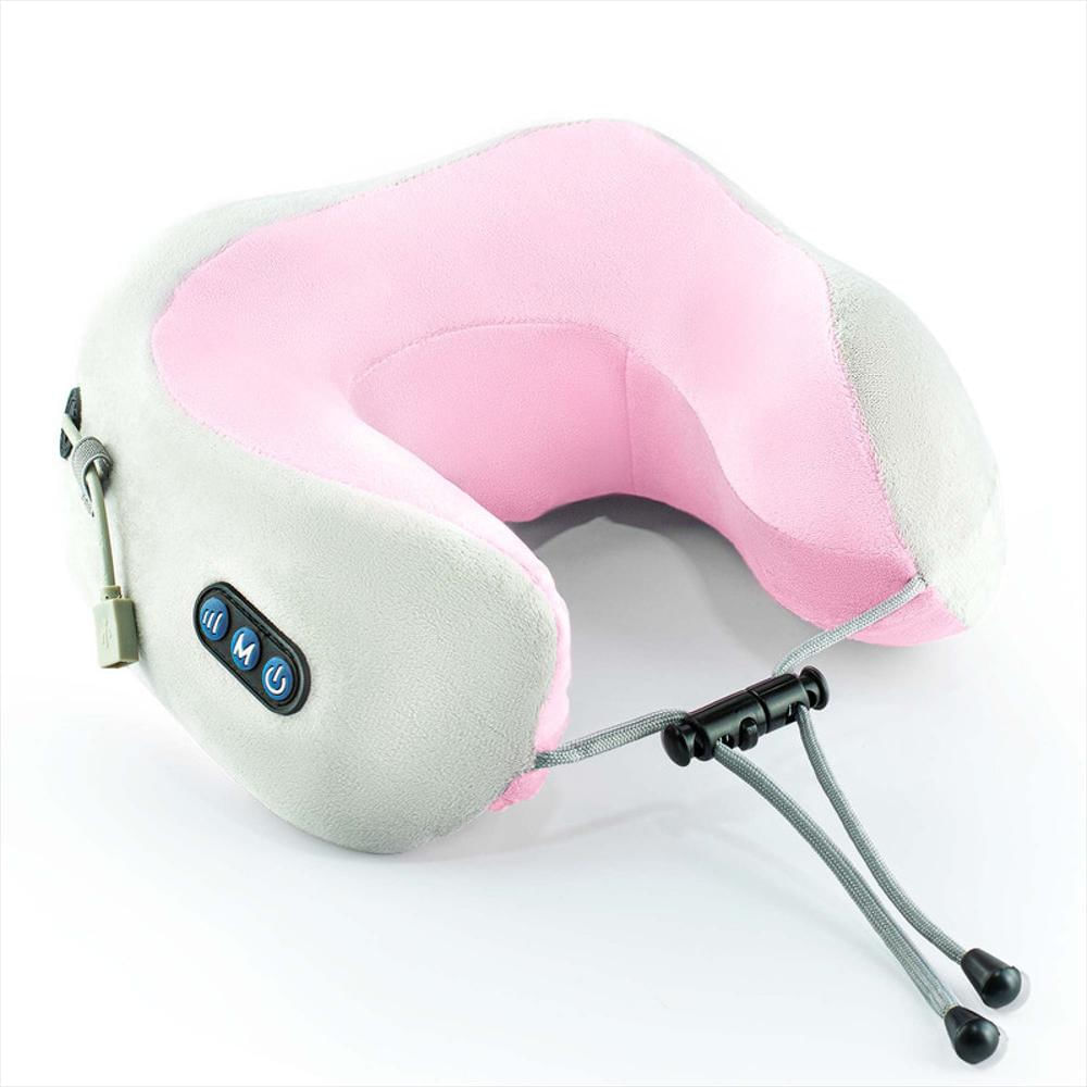 Almohada Masajeadora Cervical Eléctrica Para Cuello En U Rosado
