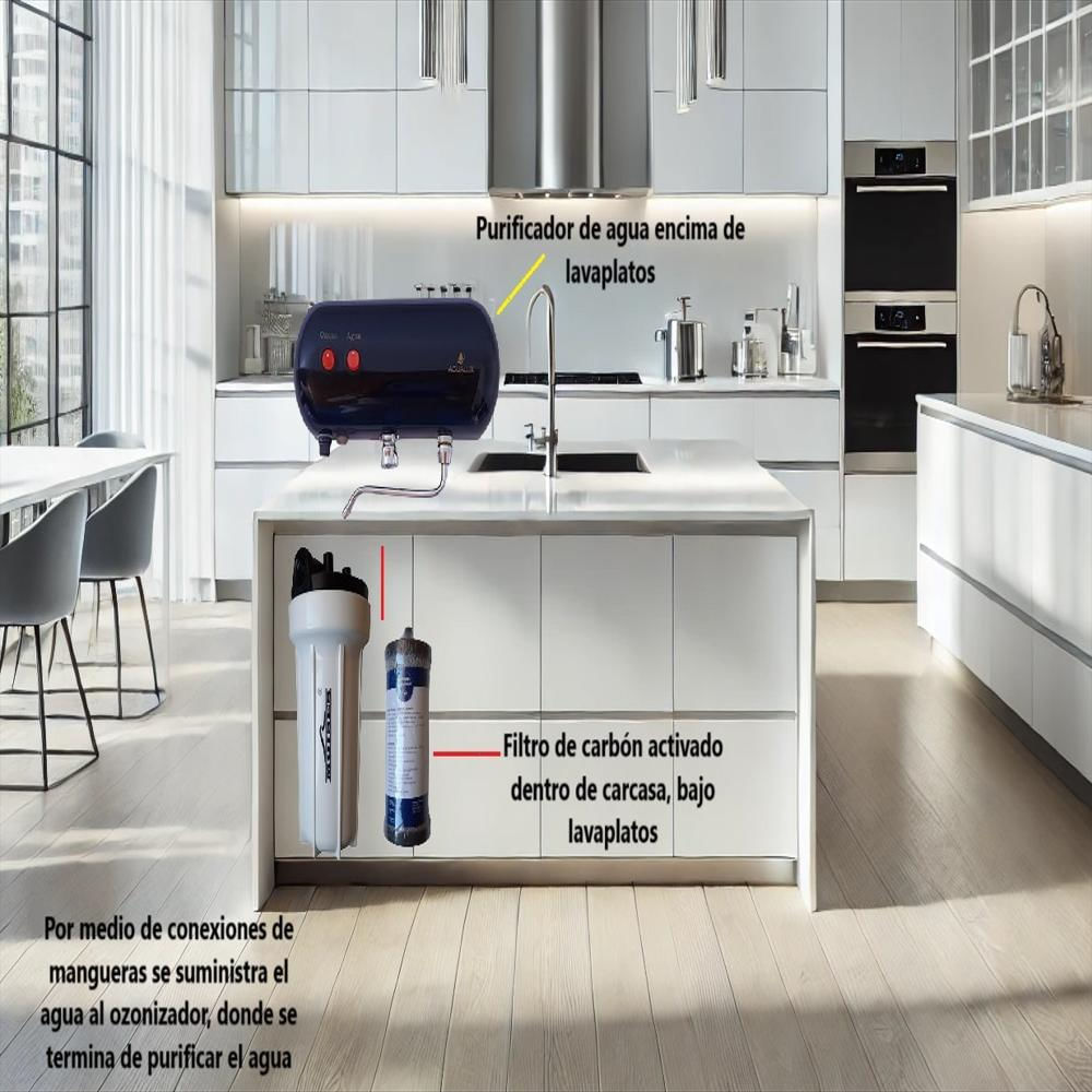 Filtro Purificador De Agua White, Ozono Carbón Activado Marca Agualux img #4