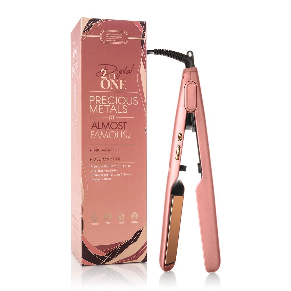 Almost Famous Plancha Digital 2Enuno Twist Con Placas De Titanio Oro Rosa