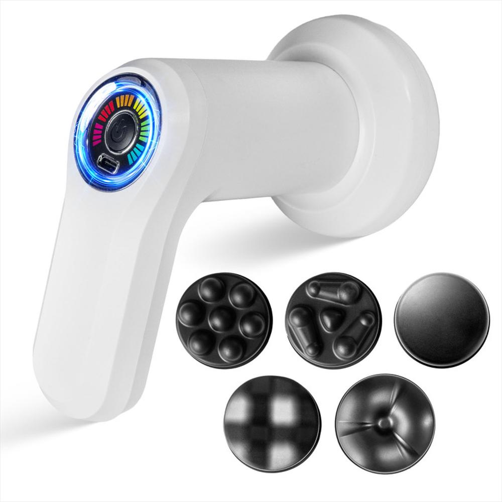 Masajeador Vibropercutor Corporal Con Carga Usb Y 5 Cabezas