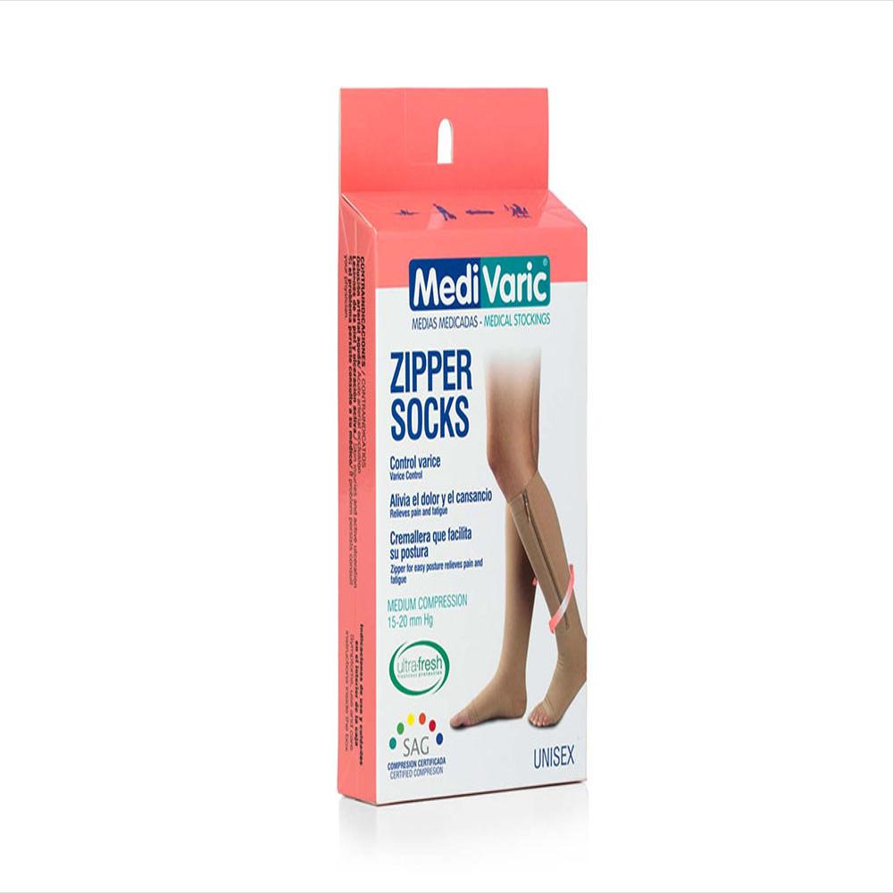 Calcetines Medivaric T S Negro Rodilla/Cremallera Caj 1 Emp 1 U img #1