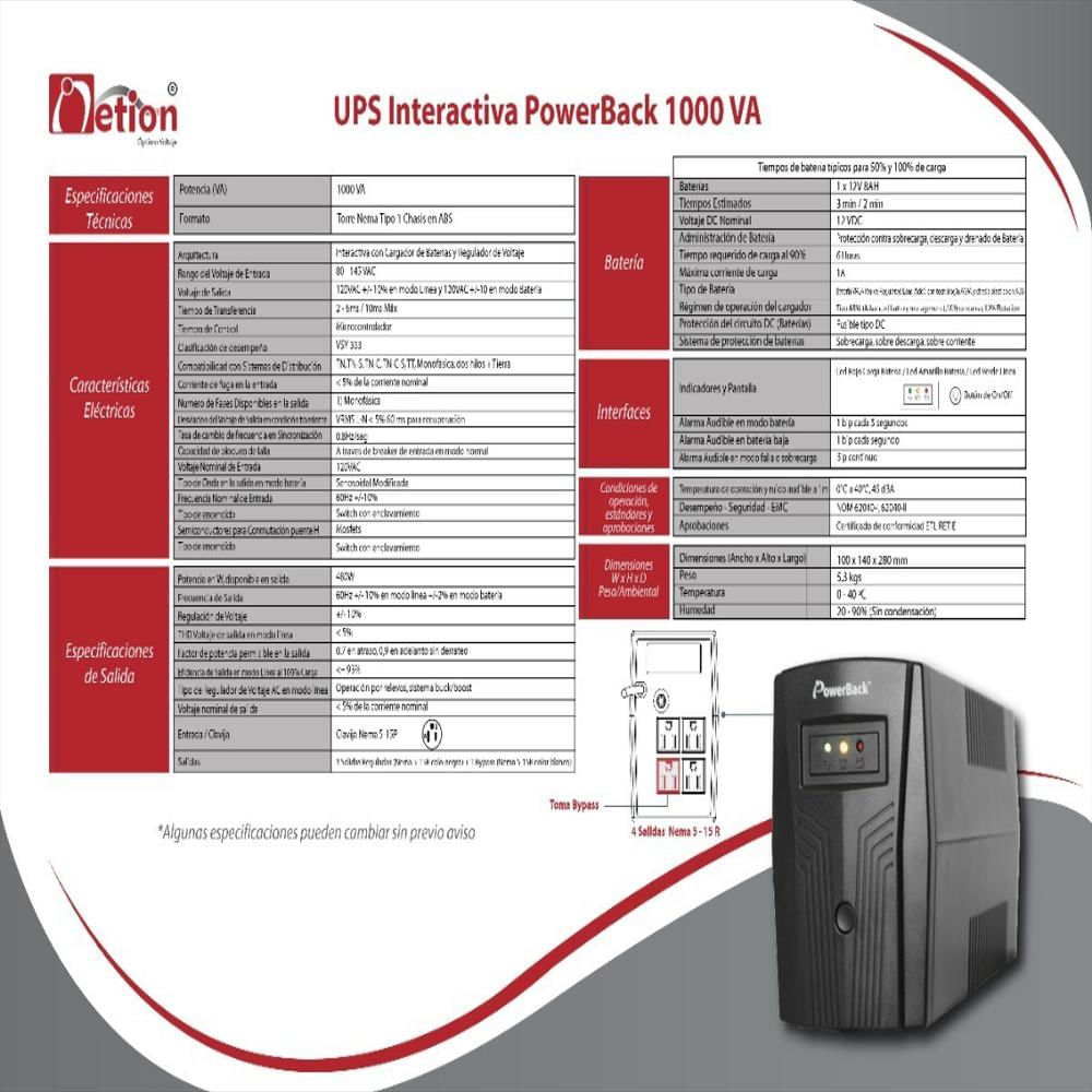 Ups Interactiva 1000Va Powerback Con Regulador De Voltaje img #2