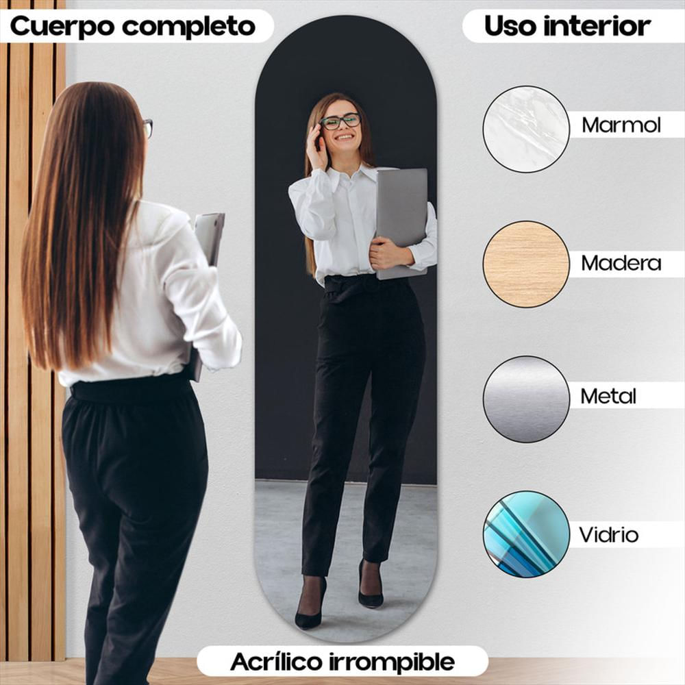 Espejo Acrílico Cuerpo Completo 50X150 Cm Ovalado Para Pared img #3
