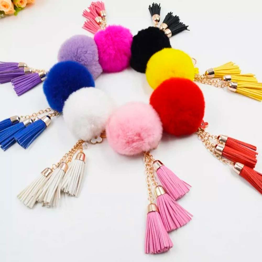 Llavero Pompom Cola Conejo Gsc Moda Azul img #2