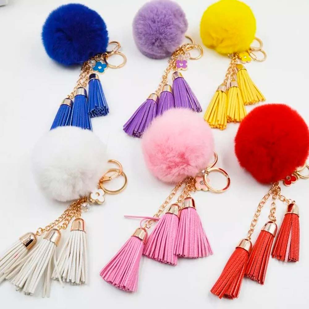 Llavero Pompom Cola Conejo Gsc Moda Azul img #4