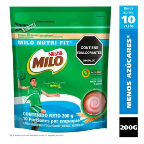 Bebida en polvo MILO NUTRI FIT menos azúcares doypack (200  gr)