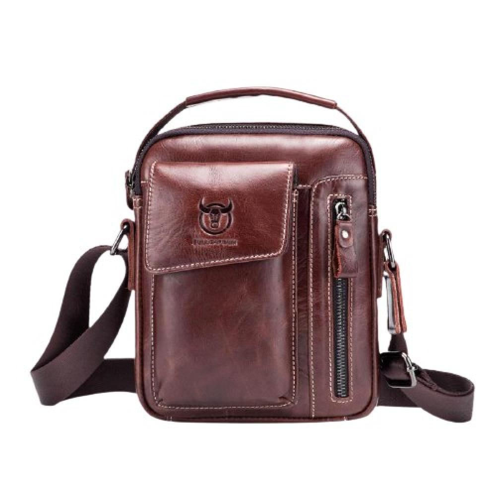 Hombres Bolsa Bull Capitán Hombres Cuero Genuino Messenger Bolsa Masculino img #1