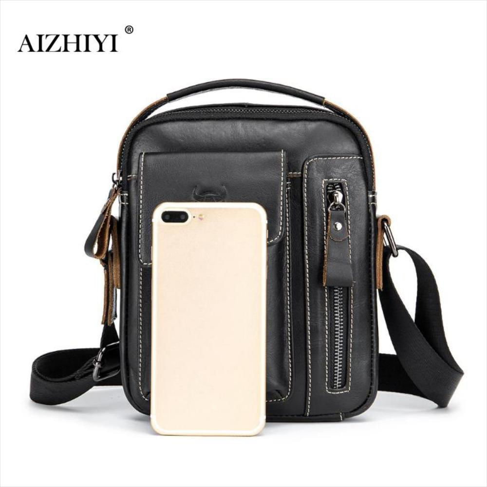 Hombres Bolsa Bull Capitán Hombres Cuero Genuino Messenger Bolsa Masculino img #5