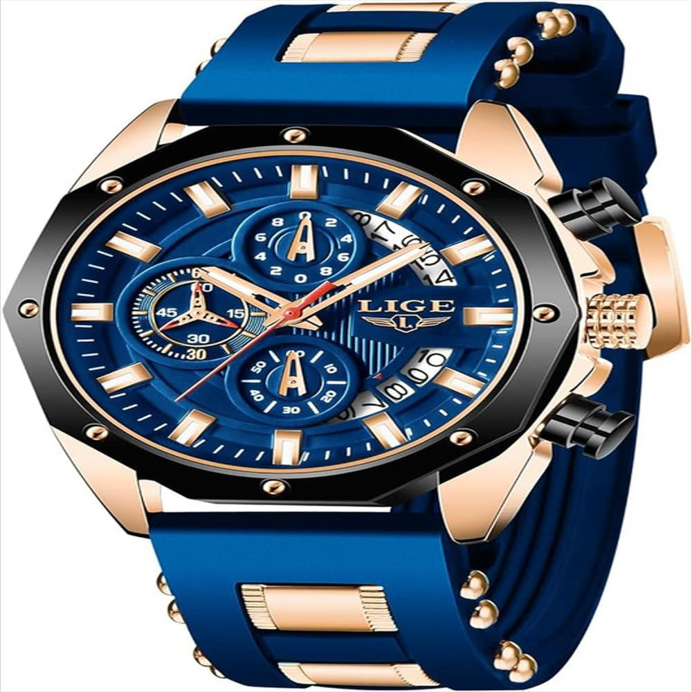 Reloj Lige Original Pulso Goma Cronografo Lg8908b Azul Cobrizo img #1