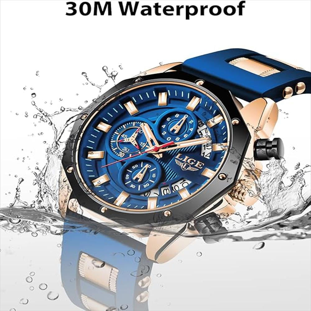 Reloj Lige Original Pulso Goma Cronografo Lg8908b Azul Cobrizo img #5