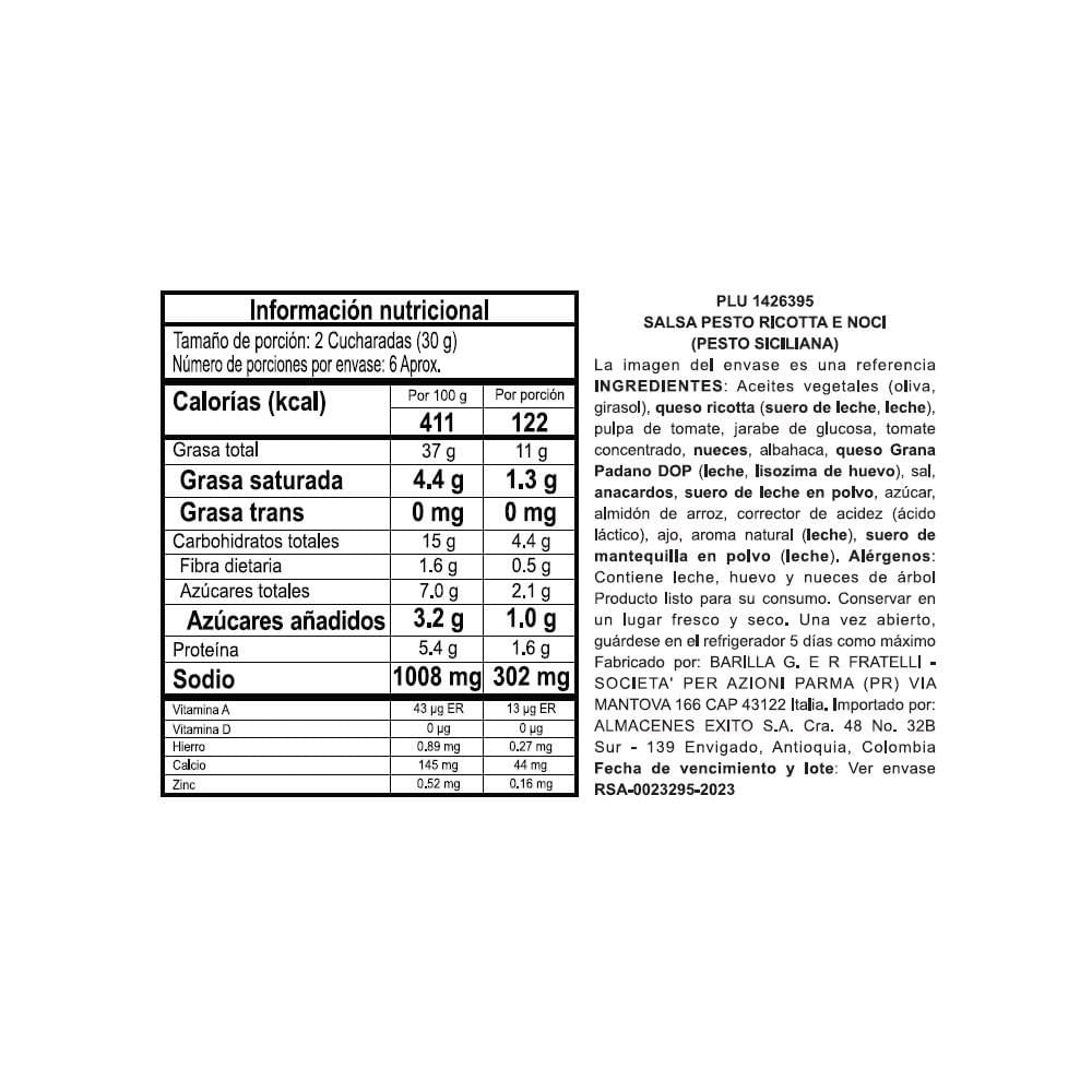 Salsa pesto BARILLA MARCA EXCLUSIVA ricotta e noci (190  gr) img #3
