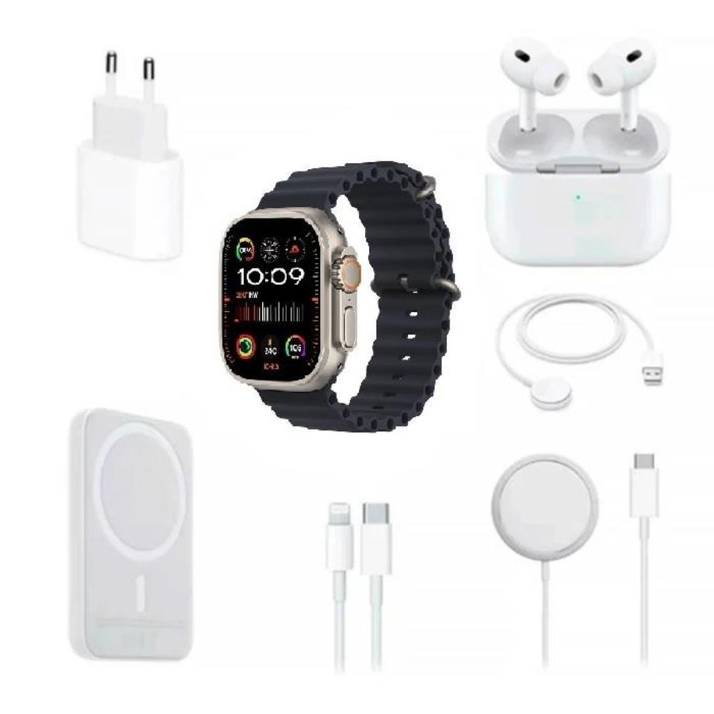Kit Reloj X8 Ultra Audifonos Bateria Color Negrro